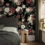 Dark Blossom Wall Mural, Elegant Dark Floral Wallpaper - Bold and Beautiful Design - E049
