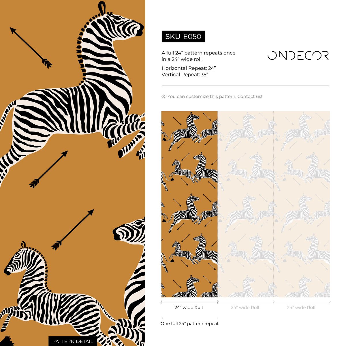 Zebra Wallpaper, Peel and Stick Wallpaper, Masai Zebra Print by Royal Tenenbaums, Mustard Zebra Wallpaper for Home Decor - E050