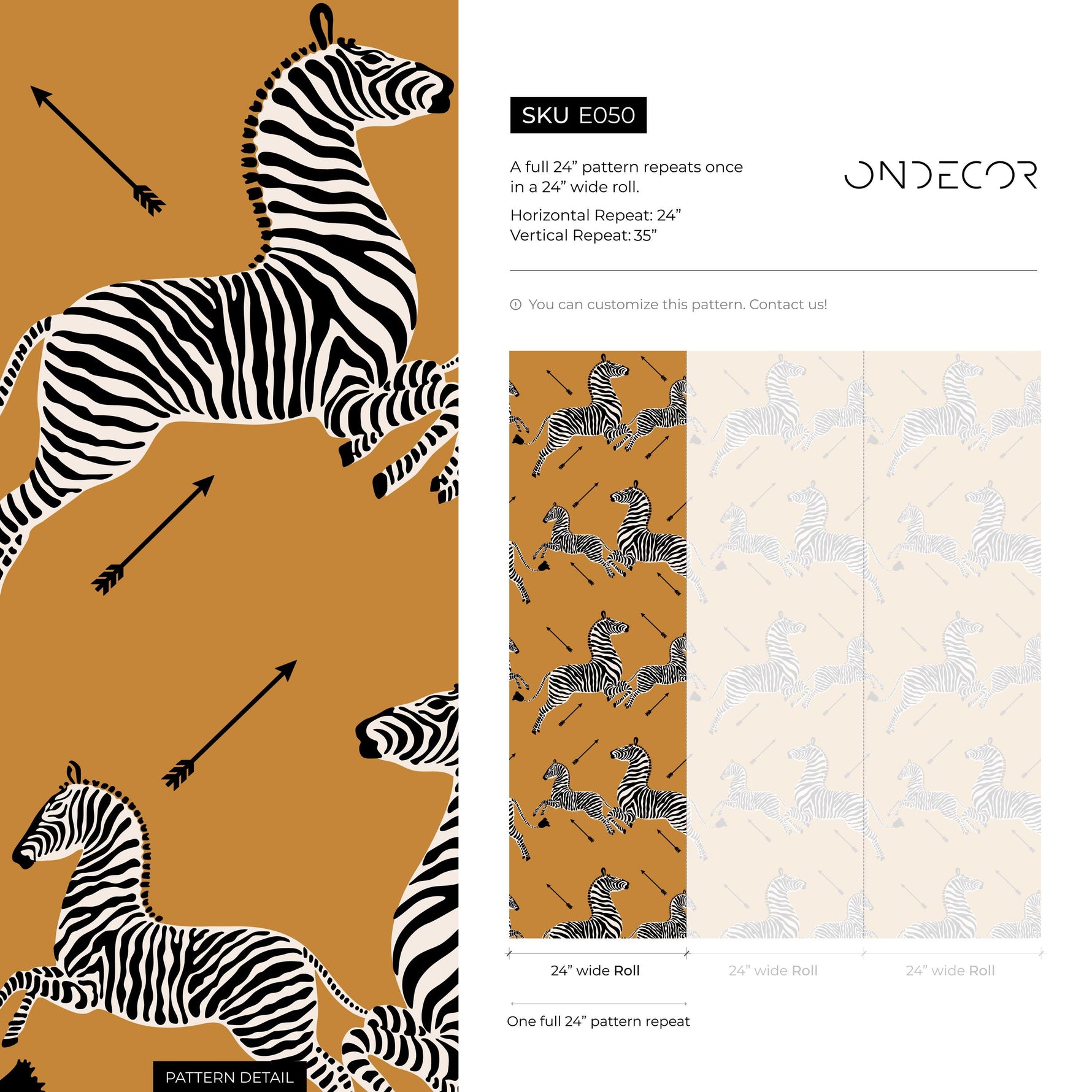 Zebra Wallpaper, Peel and Stick Wallpaper, Masai Zebra Print by Royal Tenenbaums, Mustard Zebra Wallpaper for Home Decor - E050