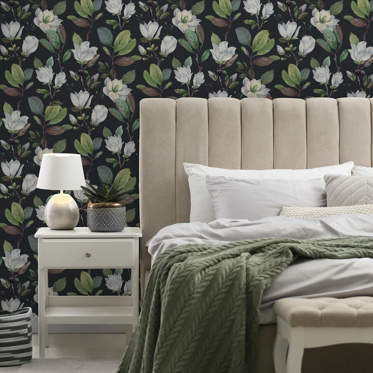 Cherry Blossom Wallpaper - Removable Wallpaper - Asian Flower and Leaf Wallpaper - Floral Print - Tropical Peel and Stick Wallpaper - E054