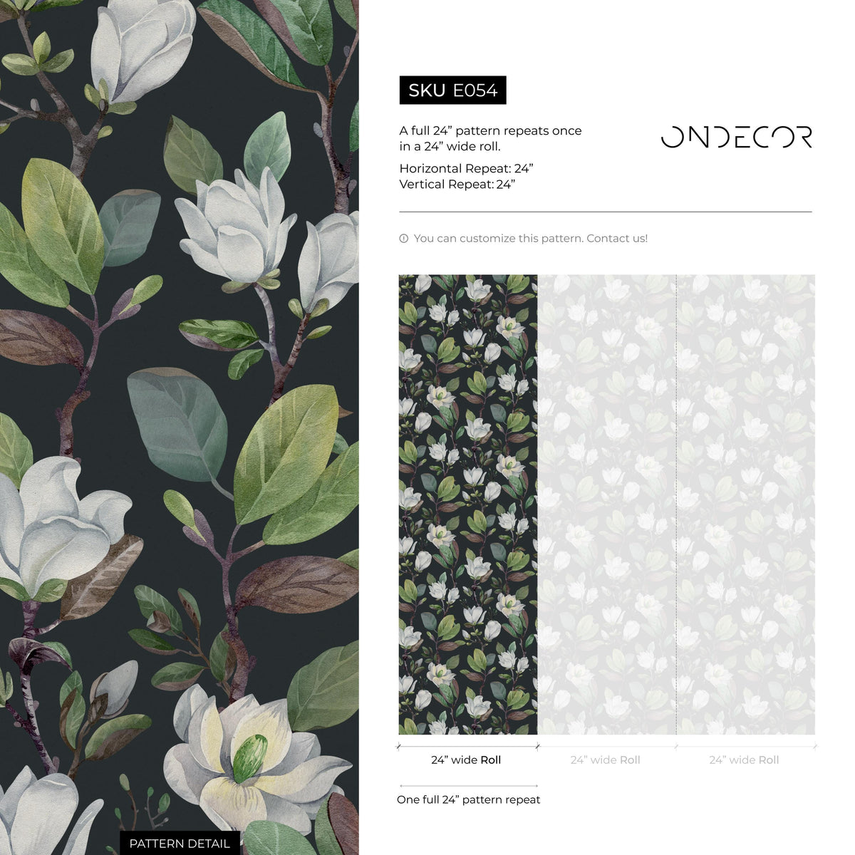 Cherry Blossom Wallpaper - Removable Wallpaper - Asian Flower and Leaf Wallpaper - Floral Print - Tropical Peel and Stick Wallpaper - E054