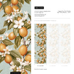 Vintage lemon tree wallpaper, citrus wallpaper, fruit kitchen wallpaper, Italian-inspired home decor - E056