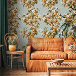 Vintage lemon tree wallpaper, citrus wallpaper, fruit kitchen wallpaper, Italian-inspired home decor - E056