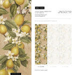 Vintage lemon tree wallpaper, citrus wallpaper, fruit kitchen wallpaper, Italian-inspired home decor - E060