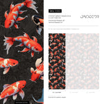 Koi fish wallpaper, Vintage marine wall mural, Japanese waves, Japanese fish - E063