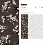 Koi fish wallpaper, Vintage marine wall mural, Japanese waves, Japanese fish - E066