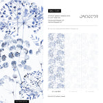 Denim Blue Wildflower Removable Wallpaper, available as self adhesive or non woven wallpaper - E081