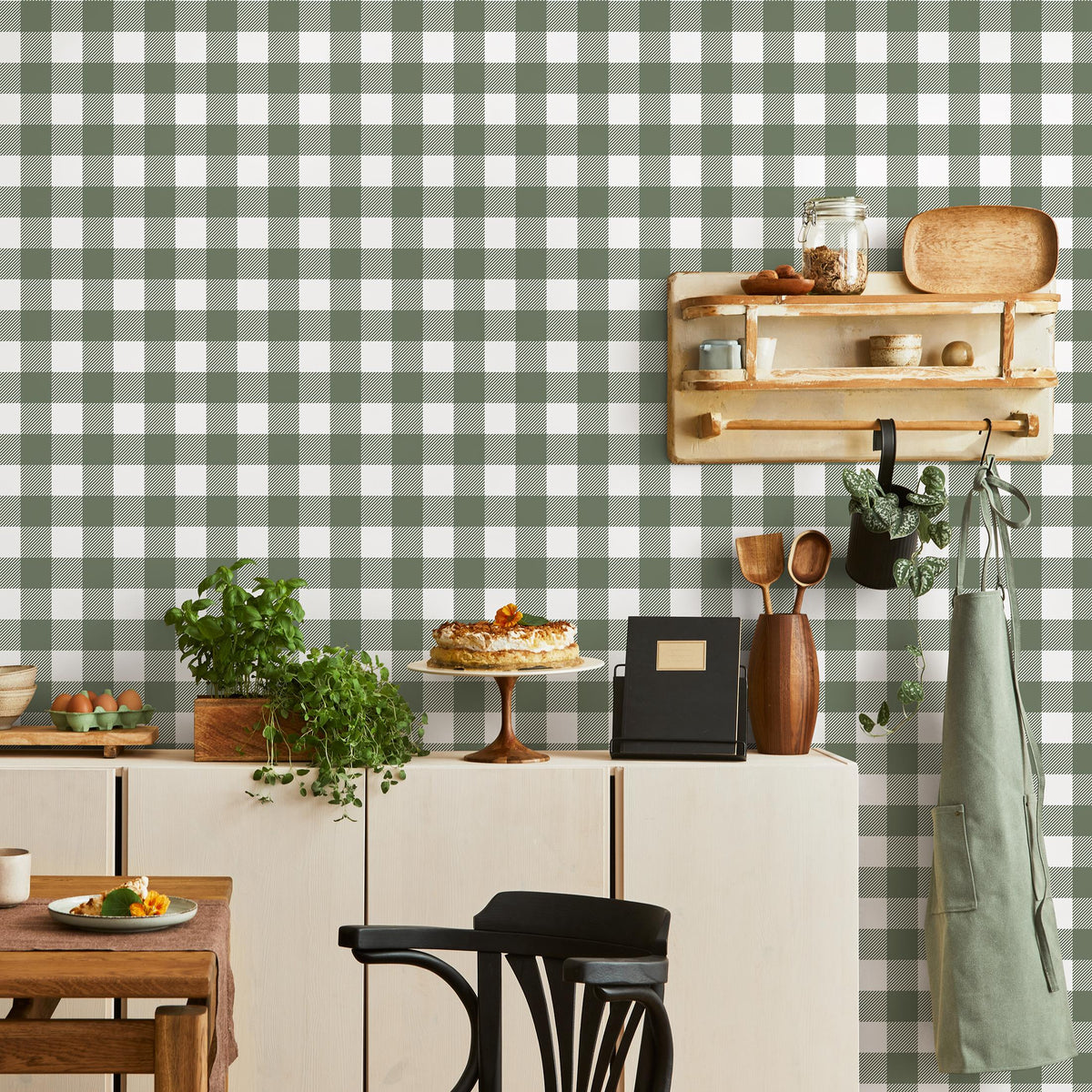 Gingham removable wallpaper, Buffalo check plaid, Self adhesive and traditional wallpaper - E083