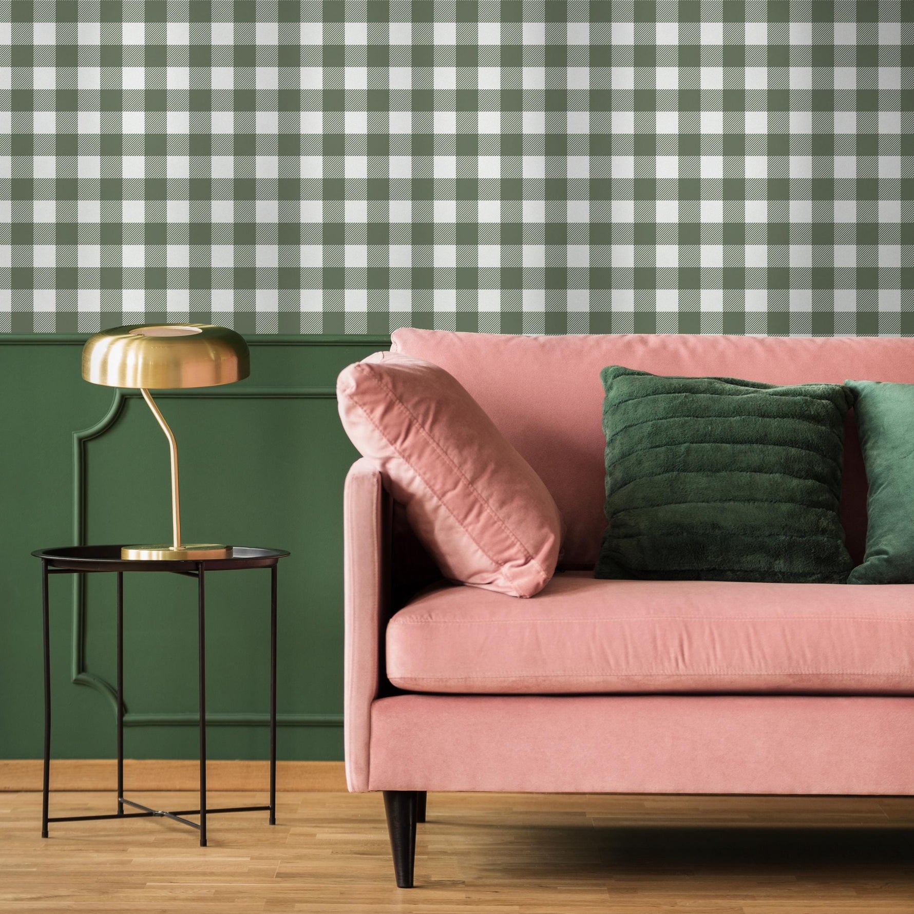 Gingham removable wallpaper, Buffalo check plaid, Self adhesive and traditional wallpaper - E083
