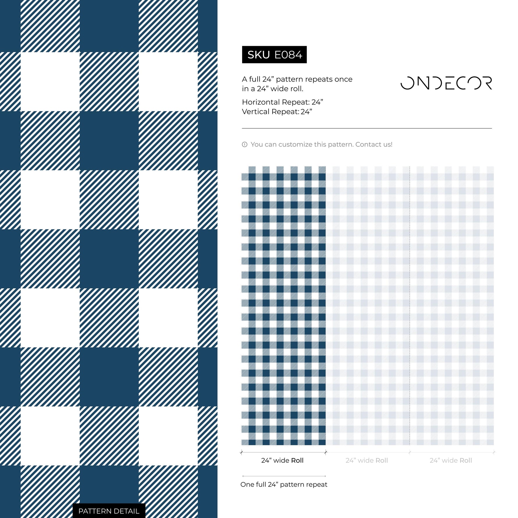 Gingham removable wallpaper, Buffalo check plaid, Self adhesive and traditional wallpaper - E084