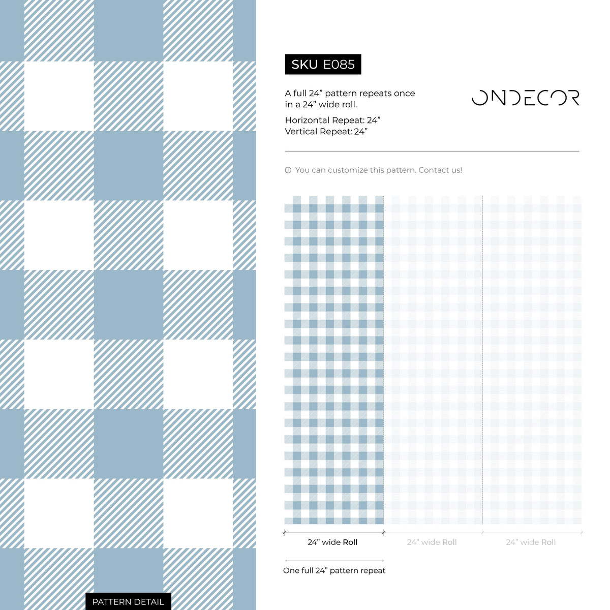 Gingham removable wallpaper, Buffalo check plaid, Self adhesive and traditional wallpaper - E085