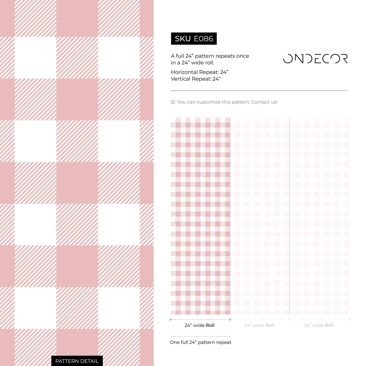 Gingham removable wallpaper, Buffalo check plaid, Self adhesive and traditional wallpaper - E086