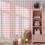 Gingham removable wallpaper, Buffalo check plaid, Self adhesive and traditional wallpaper - E086