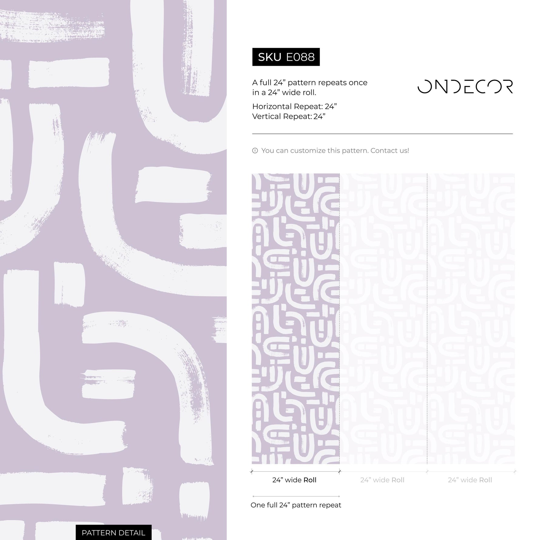 Lavender Color Brush Stroke Labyrinth Pattern Wallpaper / Minimal design abstract pattern Traditional or Removable Wallpaper - E088