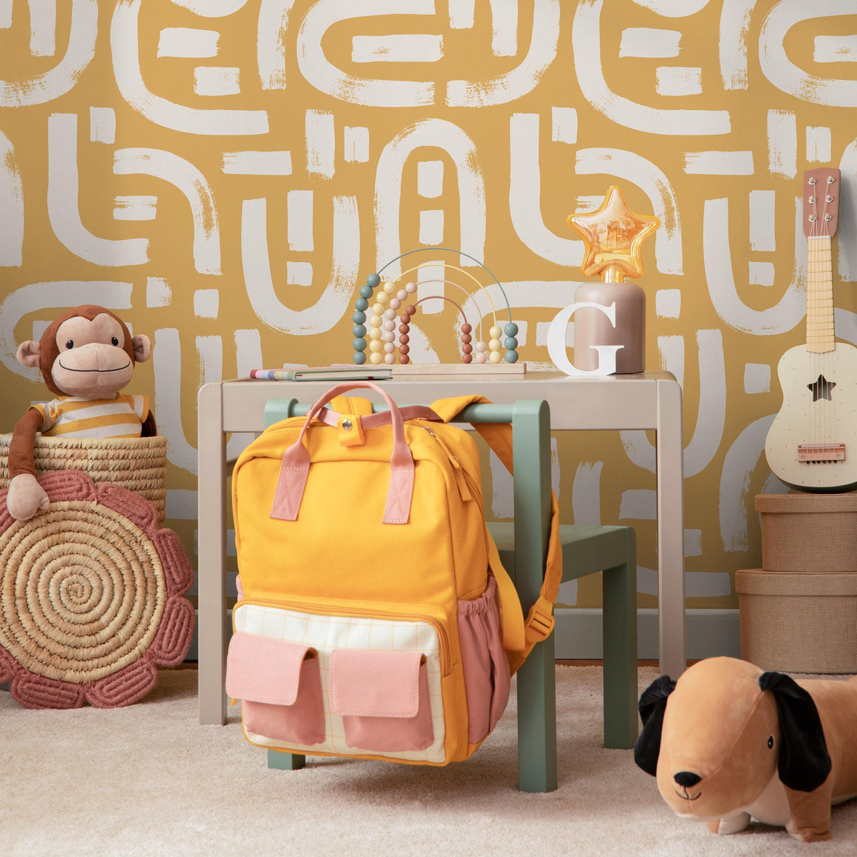 Lavender Color Brush Stroke Labyrinth Pattern Wallpaper / Minimal design abstract pattern Traditional or Removable Wallpaper - E090