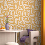 Lavender Color Brush Stroke Labyrinth Pattern Wallpaper / Minimal design abstract pattern Traditional or Removable Wallpaper - E090