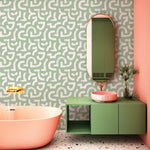 Lavender Color Brush Stroke Labyrinth Pattern Wallpaper / Minimal design abstract pattern Traditional or Removable Wallpaper - E091