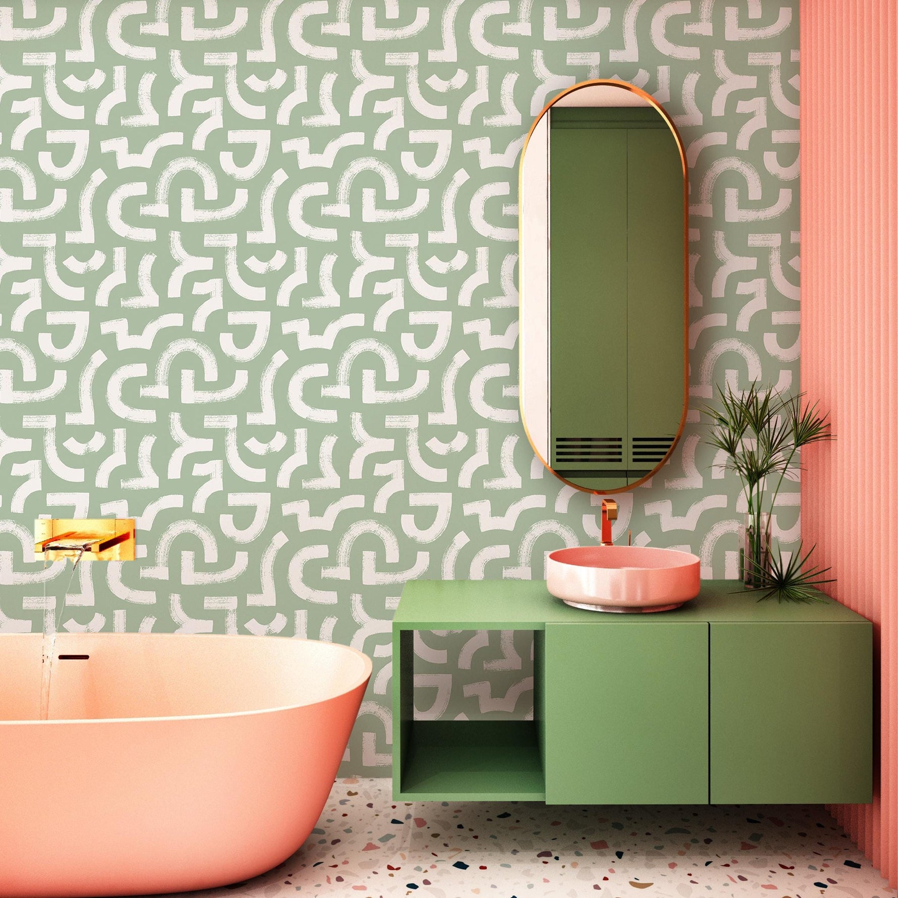 Lavender Color Brush Stroke Labyrinth Pattern Wallpaper / Minimal design abstract pattern Traditional or Removable Wallpaper - E091