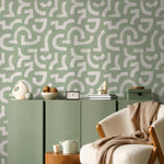 Lavender Color Brush Stroke Labyrinth Pattern Wallpaper / Minimal design abstract pattern Traditional or Removable Wallpaper - E091