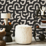 Lavender Color Brush Stroke Labyrinth Pattern Wallpaper / Minimal design abstract pattern Traditional or Removable Wallpaper - E092