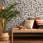 Lavender Color Brush Stroke Labyrinth Pattern Wallpaper / Minimal design abstract pattern Traditional or Removable Wallpaper - E093