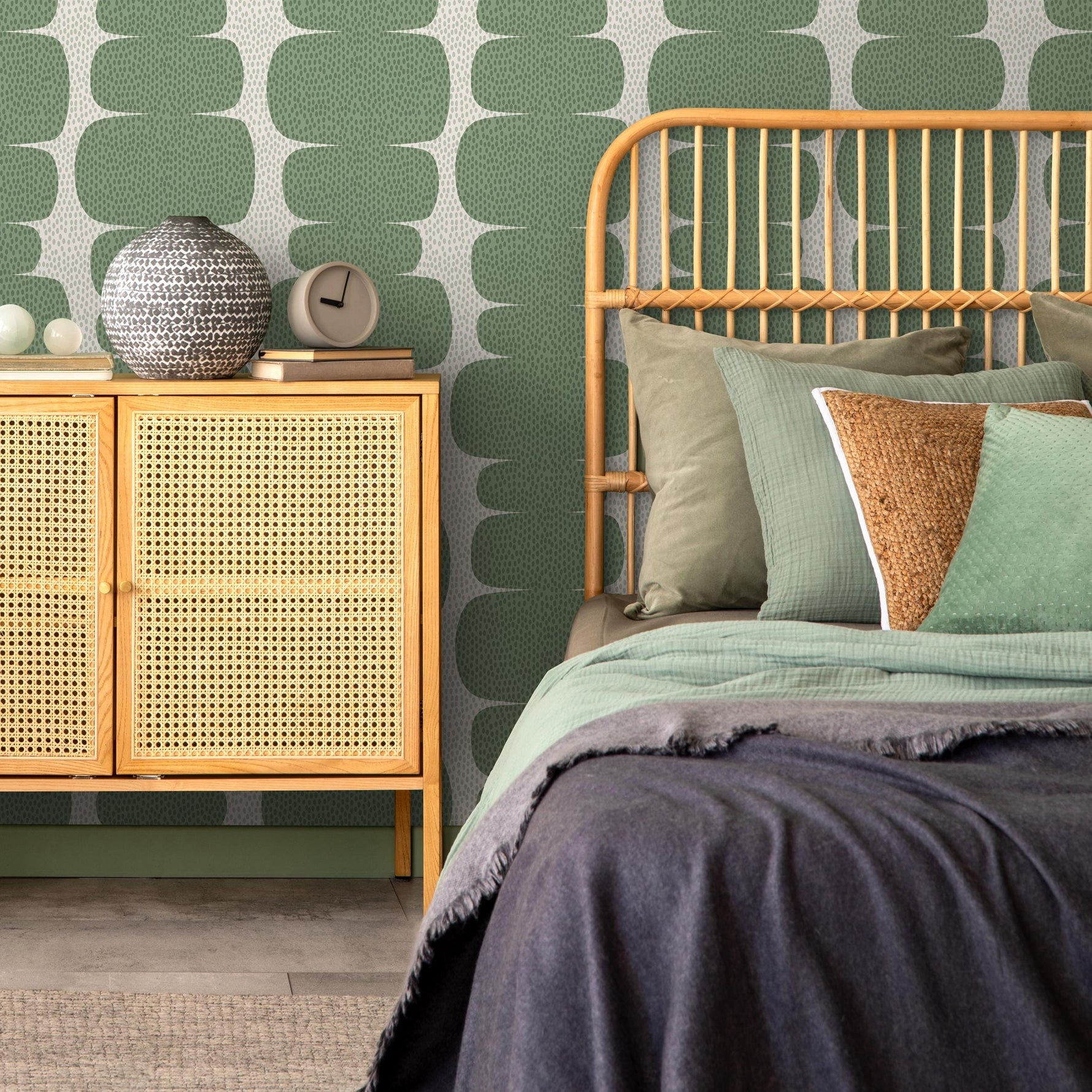 Peel and stick wallpaper with abstract, cream background wallpaper, retro style wall decal, temporary wallpaper - E095