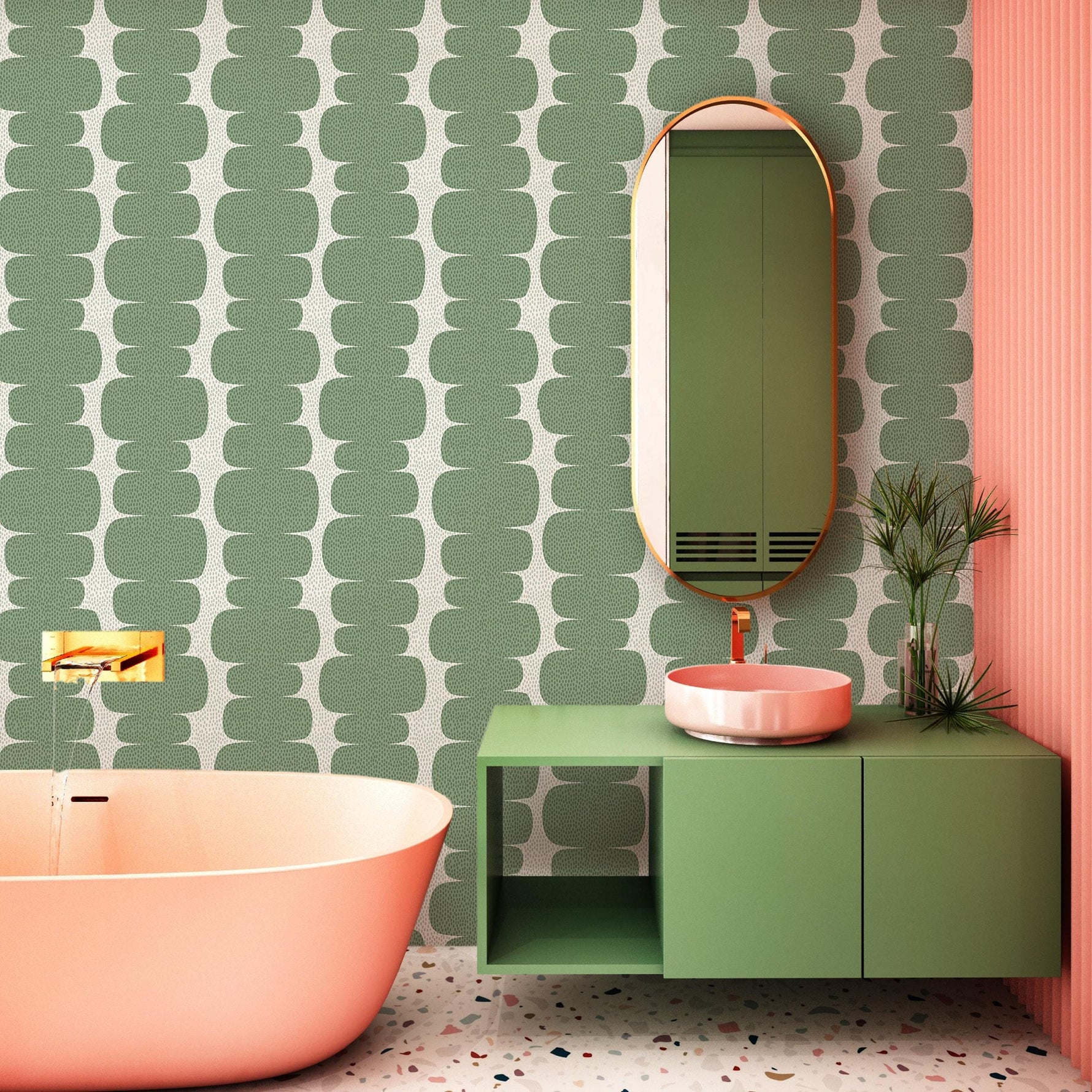 Peel and stick wallpaper with abstract, cream background wallpaper, retro style wall decal, temporary wallpaper - E095