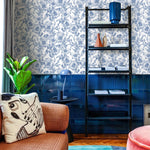 Blue flower self adhesive wallpaper and regular wallpaper - E015