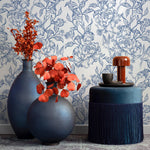 Blue flower self adhesive wallpaper and regular wallpaper - E018