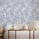 Blue flower self adhesive wallpaper and regular wallpaper - E018
