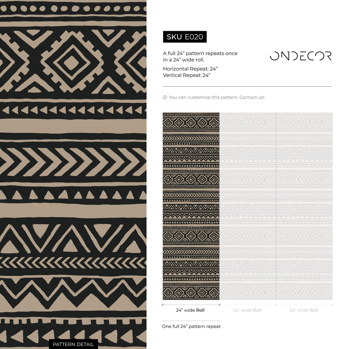 Tribal Wallpaper Aztec Peel And Stick Wallpaper Black Removable Tribal Print Wallpaper - E020