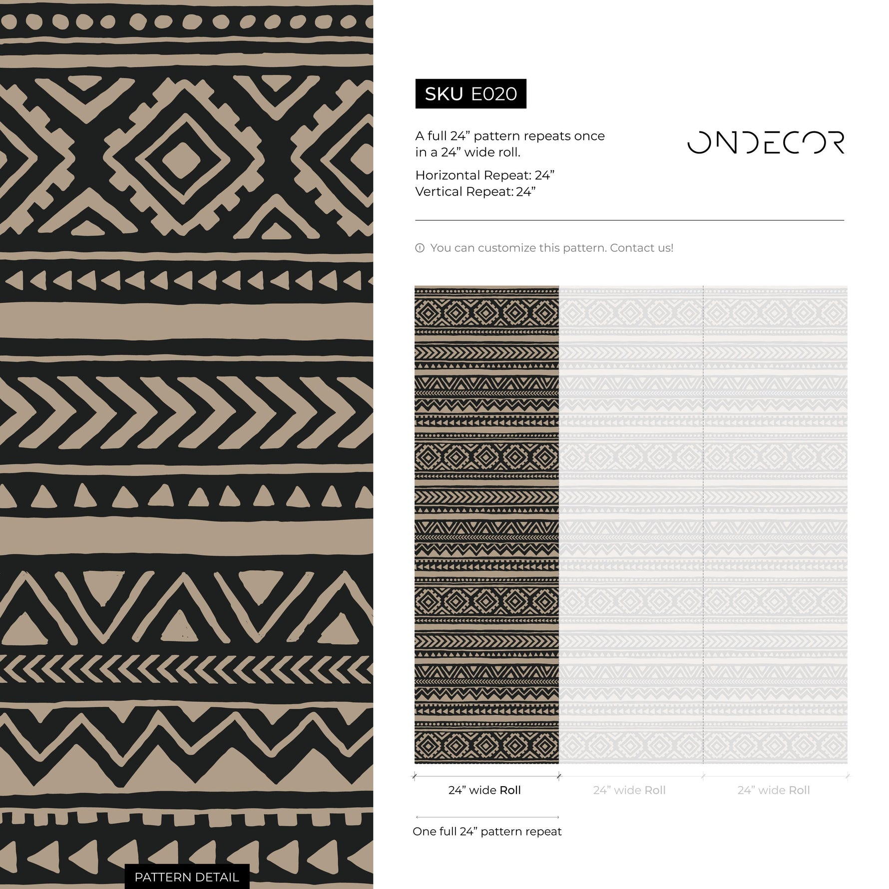 Tribal Wallpaper Aztec Peel And Stick Wallpaper Black Removable Tribal Print Wallpaper - E020