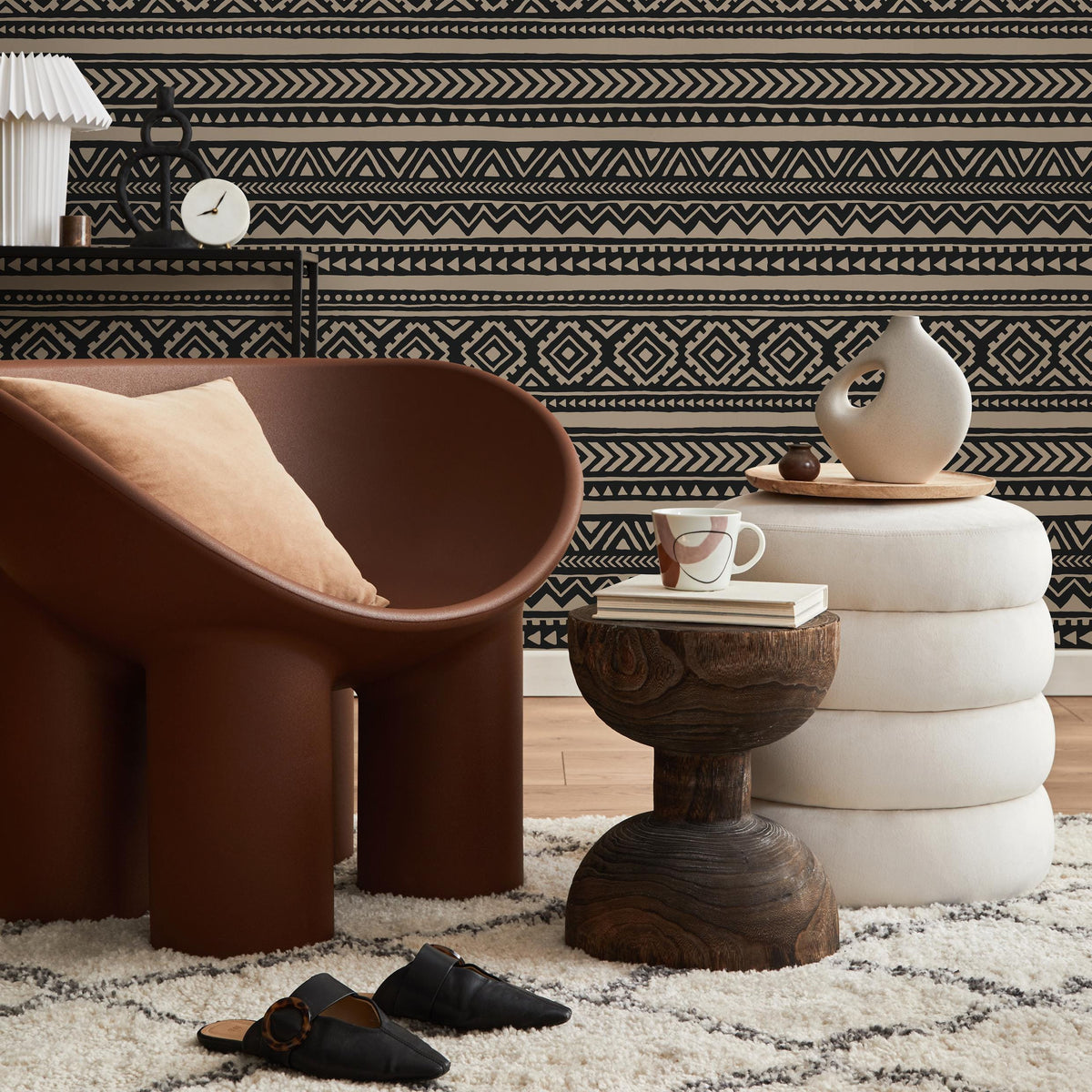 Tribal Wallpaper Aztec Peel And Stick Wallpaper Black Removable Tribal Print Wallpaper - E020