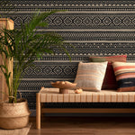 Tribal Wallpaper Aztec Peel And Stick Wallpaper Black Removable Tribal Print Wallpaper - E020