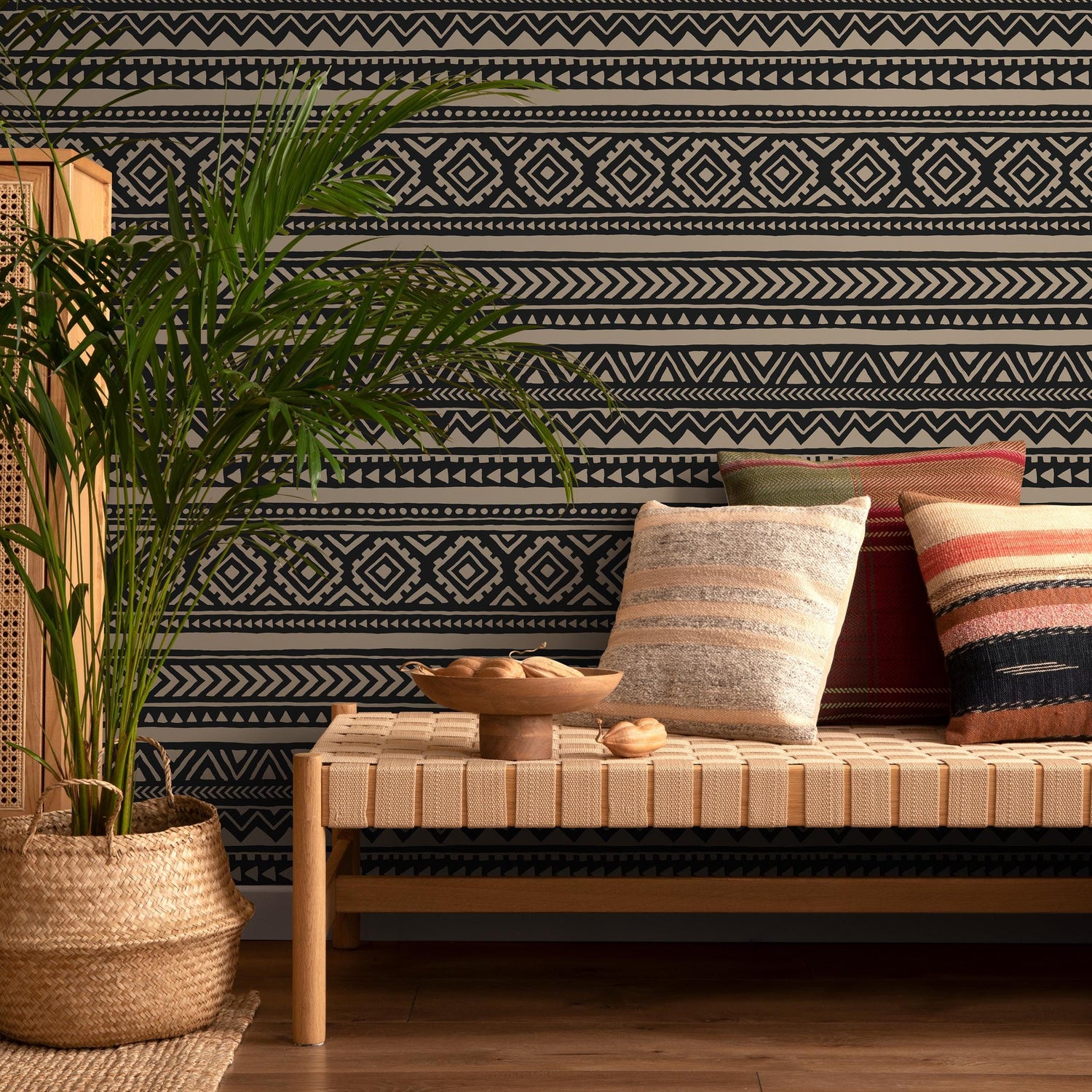 Tribal Wallpaper Aztec Peel And Stick Wallpaper Black Removable Tribal Print Wallpaper - E020
