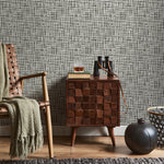Removable Wallpaper / Black & Off White Plaid Pattern Wallpaper / Contemporary wallpaper / Traditional or Self Adhesive Wallpaper - E032
