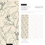 Lily Wallpaper: Vintage Peel and Stick Wallpaper for Home Decor Floral Design Colorful Ivory Blooming Spring Garden - E036