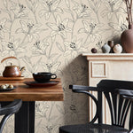 Lily Wallpaper: Vintage Peel and Stick Wallpaper for Home Decor Floral Design Colorful Ivory Blooming Spring Garden - E036