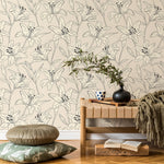 Lily Wallpaper: Vintage Peel and Stick Wallpaper for Home Decor Floral Design Colorful Ivory Blooming Spring Garden - E036
