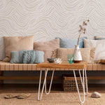 Gray and Beige Coastal Sea Waves Design Temporary Peel and Stick Self-Adhesive Wallpaper - E039