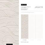Beige Coastal Sea Waves Design Temporary Peel and Stick Self-Adhesive Wallpaper - E040