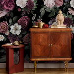 Dark Blossom Wall Mural, Elegant Dark Floral Wallpaper - Bold and Beautiful Design - E046