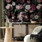 Dark Blossom Wall Mural, Elegant Dark Floral Wallpaper - Bold and Beautiful Design - E046