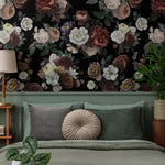 Dark Blossom Wall Mural, Elegant Dark Floral Wallpaper - Bold and Beautiful Design - E047