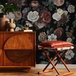 Dark Blossom Wall Mural, Elegant Dark Floral Wallpaper - Bold and Beautiful Design - E047