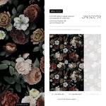 Dark Blossom Wall Mural, Elegant Dark Floral Wallpaper - Bold and Beautiful Design - E047