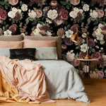 Dark Blossom Wall Mural, Elegant Dark Floral Wallpaper - Bold and Beautiful Design - E049