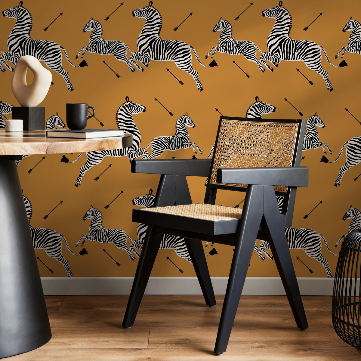 Zebra Wallpaper, Peel and Stick Wallpaper, Masai Zebra Print by Royal Tenenbaums, Mustard Zebra Wallpaper for Home Decor - E050