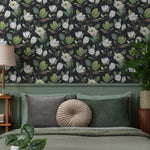 Cherry Blossom Wallpaper - Removable Wallpaper - Asian Flower and Leaf Wallpaper - Floral Print - Tropical Peel and Stick Wallpaper - E054
