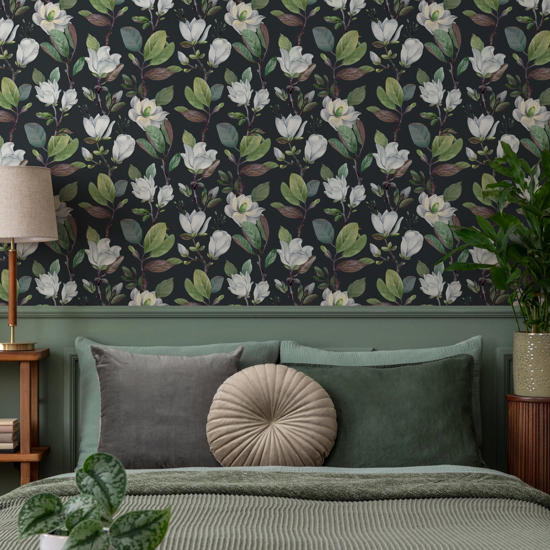 Cherry Blossom Wallpaper - Removable Wallpaper - Asian Flower and Leaf Wallpaper - Floral Print - Tropical Peel and Stick Wallpaper - E054